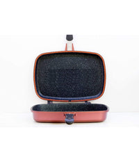 Doppia Piastra Bistecchiera Chef Cucina Da 34 Cm Rivestimento Antiaderente Marmo         