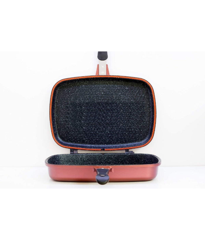 Doppia Piastra Bistecchiera Chef Cucina Da 34 Cm Rivestimento Antiaderente Marmo         