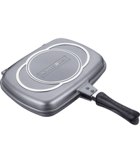 Doppia Piastra Bistecchiera Chef Cucina Da 34 Cm Rivestimento Antiaderente Marmo         