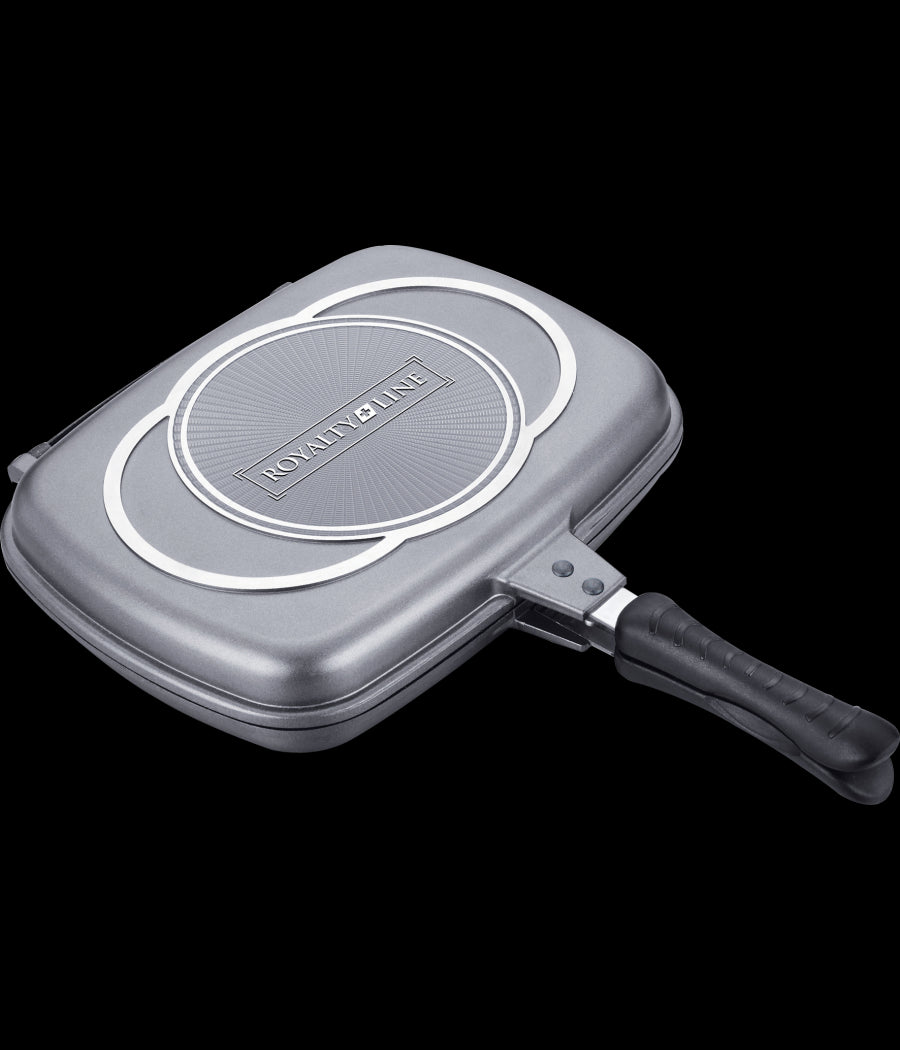 Doppia Piastra Bistecchiera Chef Cucina Da 34 Cm Rivestimento Antiaderente Marmo         