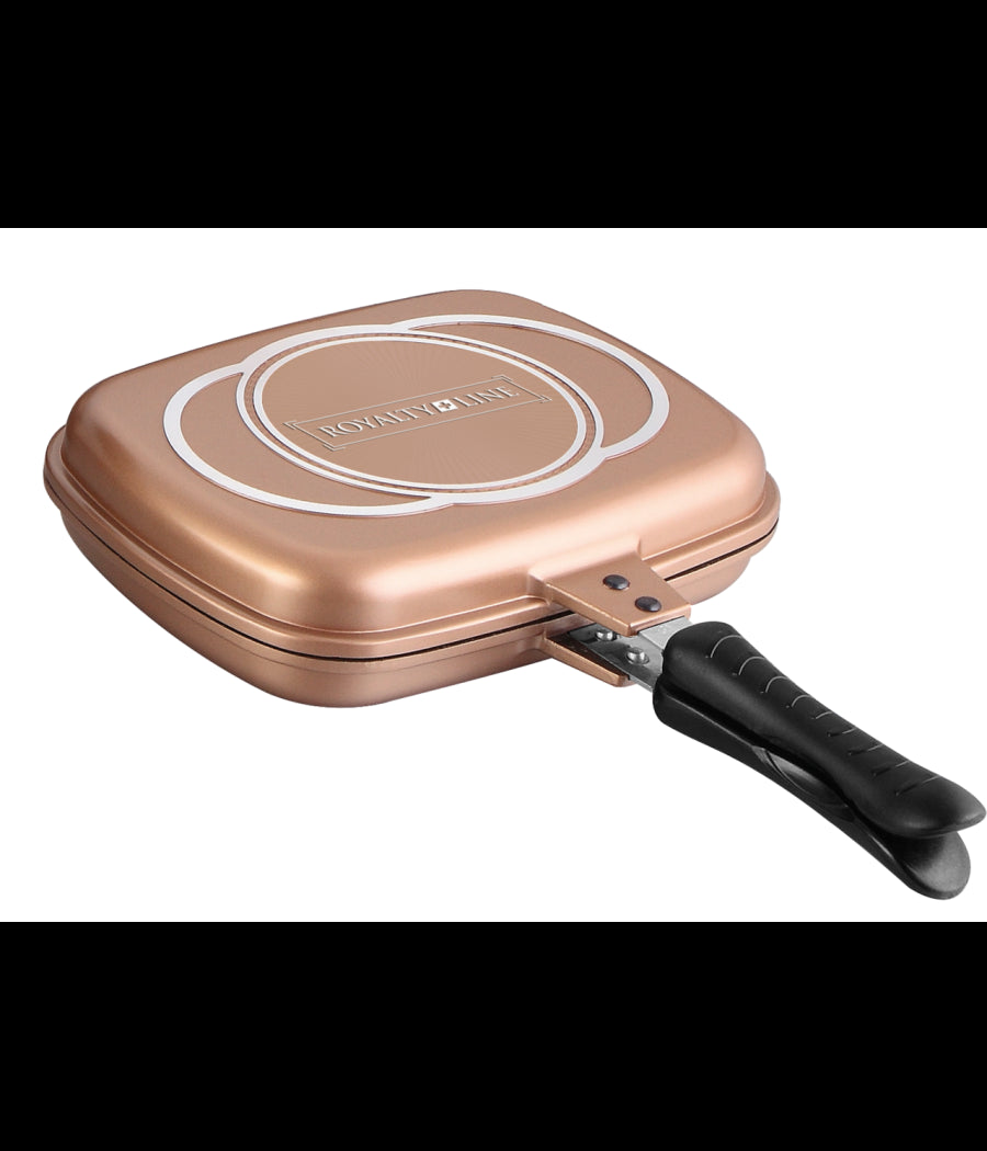 Doppia Piastra Bistecchiera Chef Cucina Da 34 Cm Rivestimento Antiaderente Marmo         