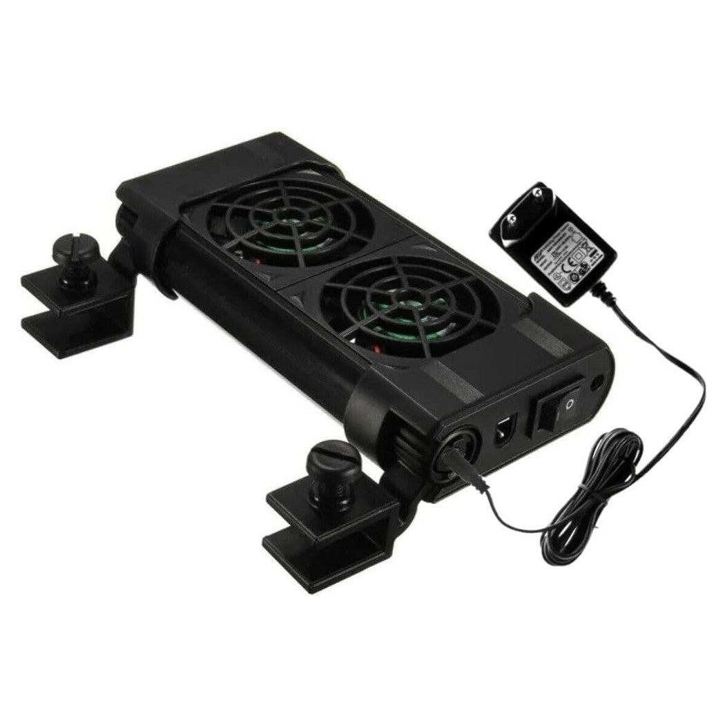 Trade Shop - Doppia Ventola Di Raffreddamento Per Acquario Ventilatore Doppio 12v 50mm Fs-602         