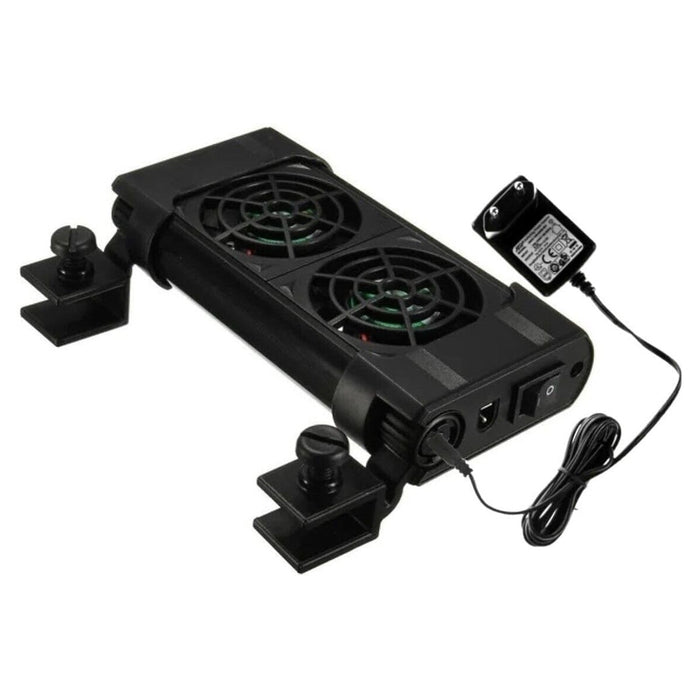 Trade Shop - Doppia Ventola Di Raffreddamento Per Acquario Ventilatore Doppio 12v 50mm Fs-602         