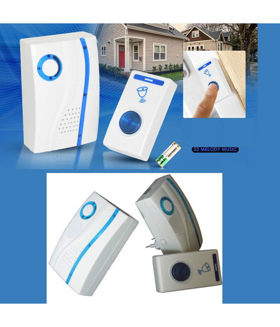 Doppio Campanello Wireless Digitale Senza Fili 2 Ricevitori Casa Ufficio         