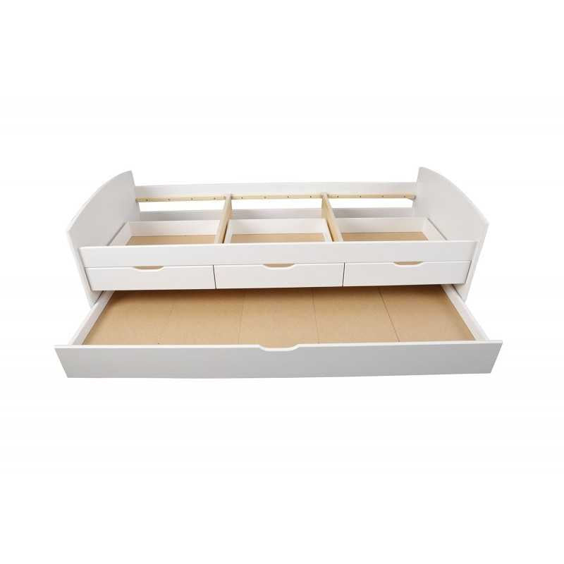 Doppio letto + 3 cassetti 90x200 Inter Link in pino tinto bianco