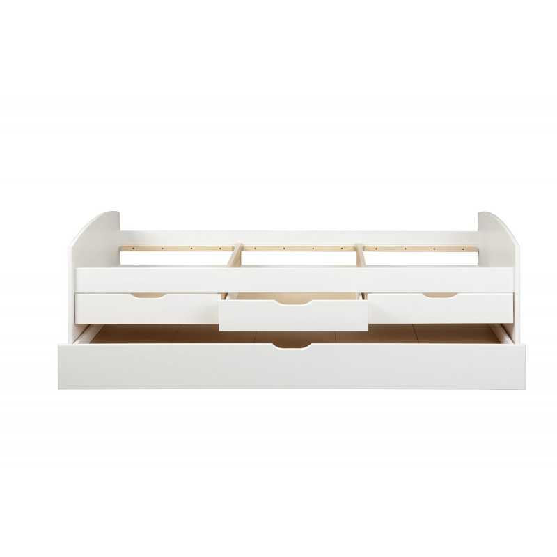 Doppio letto + 3 cassetti 90x200 Inter Link in pino tinto bianco