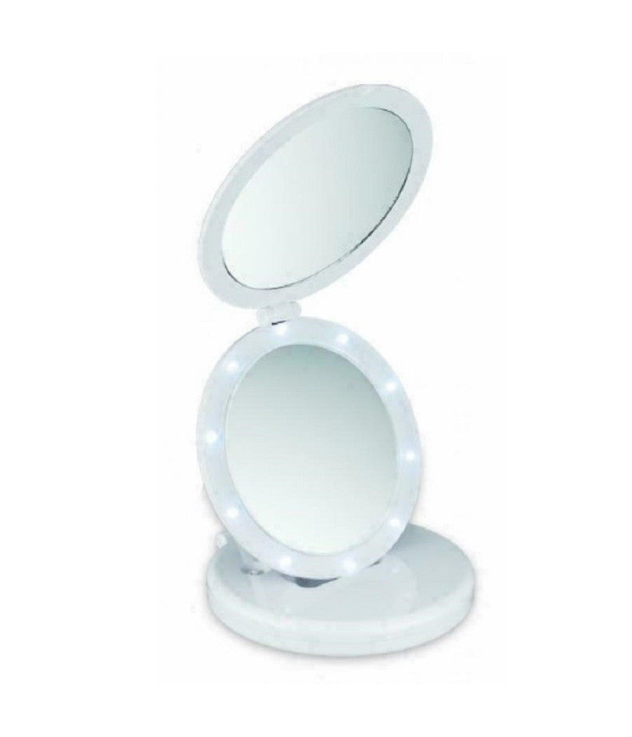 Doppio Specchio Eclipse Con Led Ingrandimento 5x Make Up Trucco Donna         