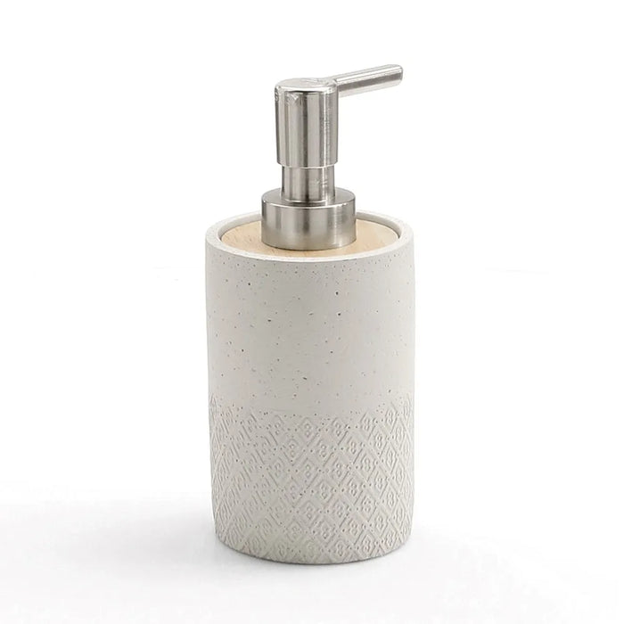 Dosasapone liquido da appoggio grigio Gedy serie Afrodite in cemento e bambù