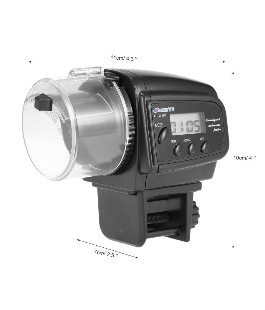 Dosatore Distributore Cibo Pesci Con Timer Display Lcd Per Acquario Automatico         