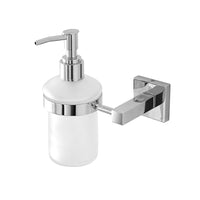Dosatore sapone liquido a muro in vetro satinato e metallo cromato Rock