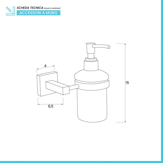 Dosatore sapone liquido a muro in vetro satinato e metallo cromato Rock