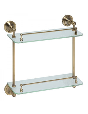 Doppio ripiano, doppio ripiano in vetro RETRO in ottone 40x42x12 cm