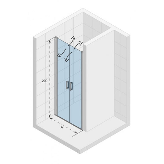 Porta Doccia a Doppio Battente in Nicchia NOVIK 111 RIHO 90x200 cm