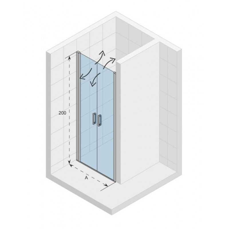 Porta doccia a doppia anta in nicchia NOVIK 111 RIHO 100x200 cm