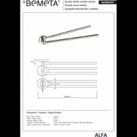 ALFA portasciugamani doppio girevole a parete in zinco 43,5x 4,5 x 6cm