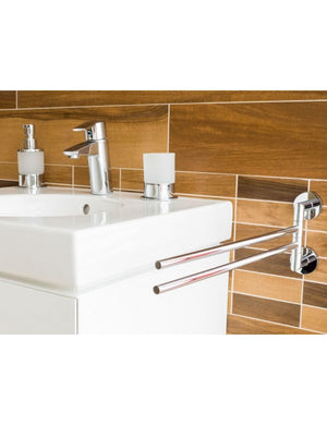 NEO Portasciugamani Doppio Girevole in Acciaio Inox 42x16x7cm