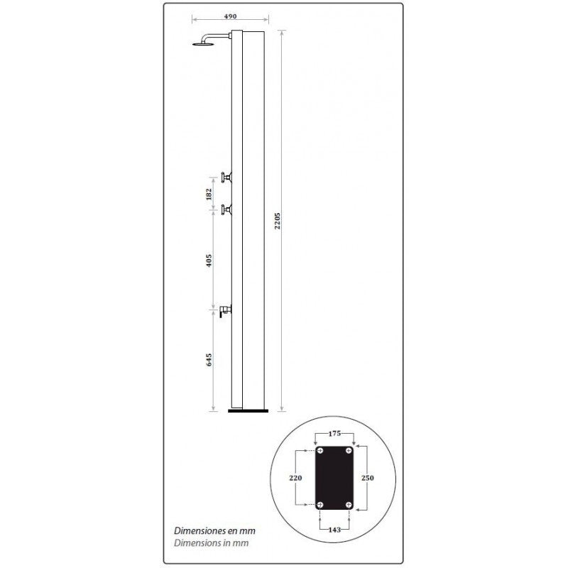CROSS Doccia Solare per Piscina Rustico Marrone - 40L