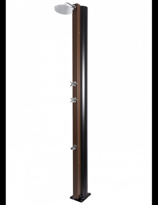 Doccia solare rustica marrone per piscina - con risciacquo dei piedi - 40L