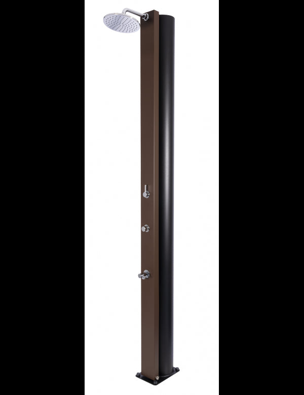 PULSATE Doccia solare rustica marrone per piscina con piedini a filo 40L