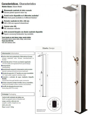 SQUARE Doccia solare bianca per piscina con risciacquo dei piedi - 40L