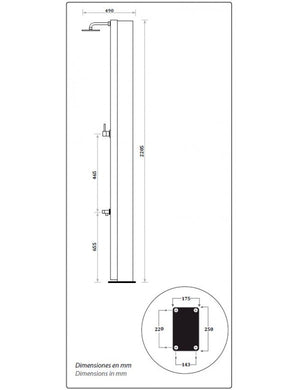 SQUARE Doccia solare per piscina grigia - 40L