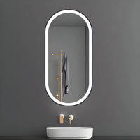 Specchio 5 mm ovale cornice nera retroilluminato led interruttore touch *** misure 50x90 cm, tonalità dimmerabile 27...