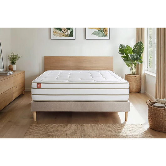 Pacchetto letto completo - Materasso 140x190cm + Box spring con doghe (kit) + 2 cuscini + Piumino - Le Douillet