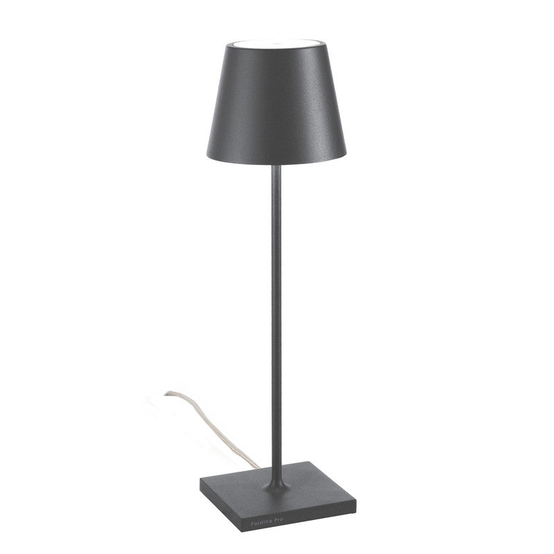 Lampada da Tavolo Poldina Grigio scuro 230V con spina LED Dimmerabile 11x38 cm - Design Moderno in Alluminio