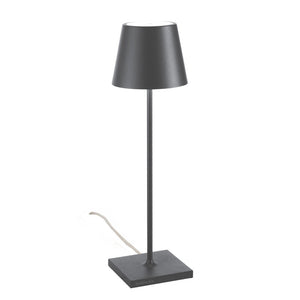 Lampada da Tavolo Poldina Grigio scuro 230V con spina LED Dimmerabile 11x38 cm - Design Moderno in Alluminio