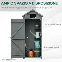 Capanno da Giardino Porta Attrezzi in Legno Impermeabile, 77x54.2x179cm - Grigio