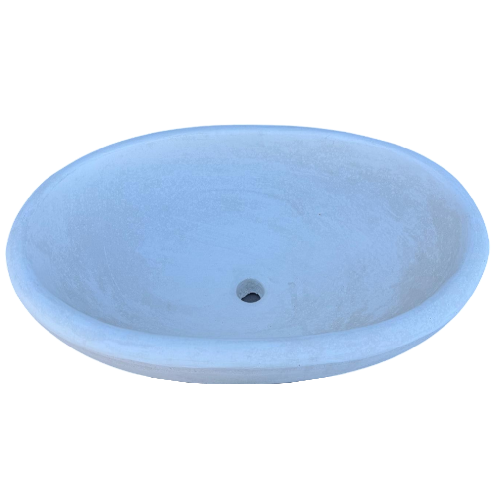 Pilozza lavabo ovale cemento calcestruzzo l.60xp.40xh.20 cm bianca serie ostuni