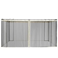 Zanzariera per Gazebo Tende di Ricambio Universale con Cerniere, 352x207cm - Nero e Beige