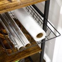 Mobile da Cucina a 3 ripiani in Truciolato con Presa di corrente, Porta USB e Cestino, 90x40x83cm