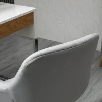 Sedia da Ufficio Ergonomica Girevole con Altezza Regolabile e Ruote, Rivestimento in Velluto, 59x58x80-90cm, Grigio