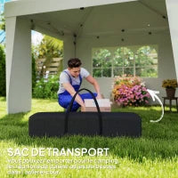 Gazebo da Giardino Pieghevole 3x3x2,75m Anti-UV 30+ con Finestre, Pareti Laterali e Sacca da Trasporto, Crema