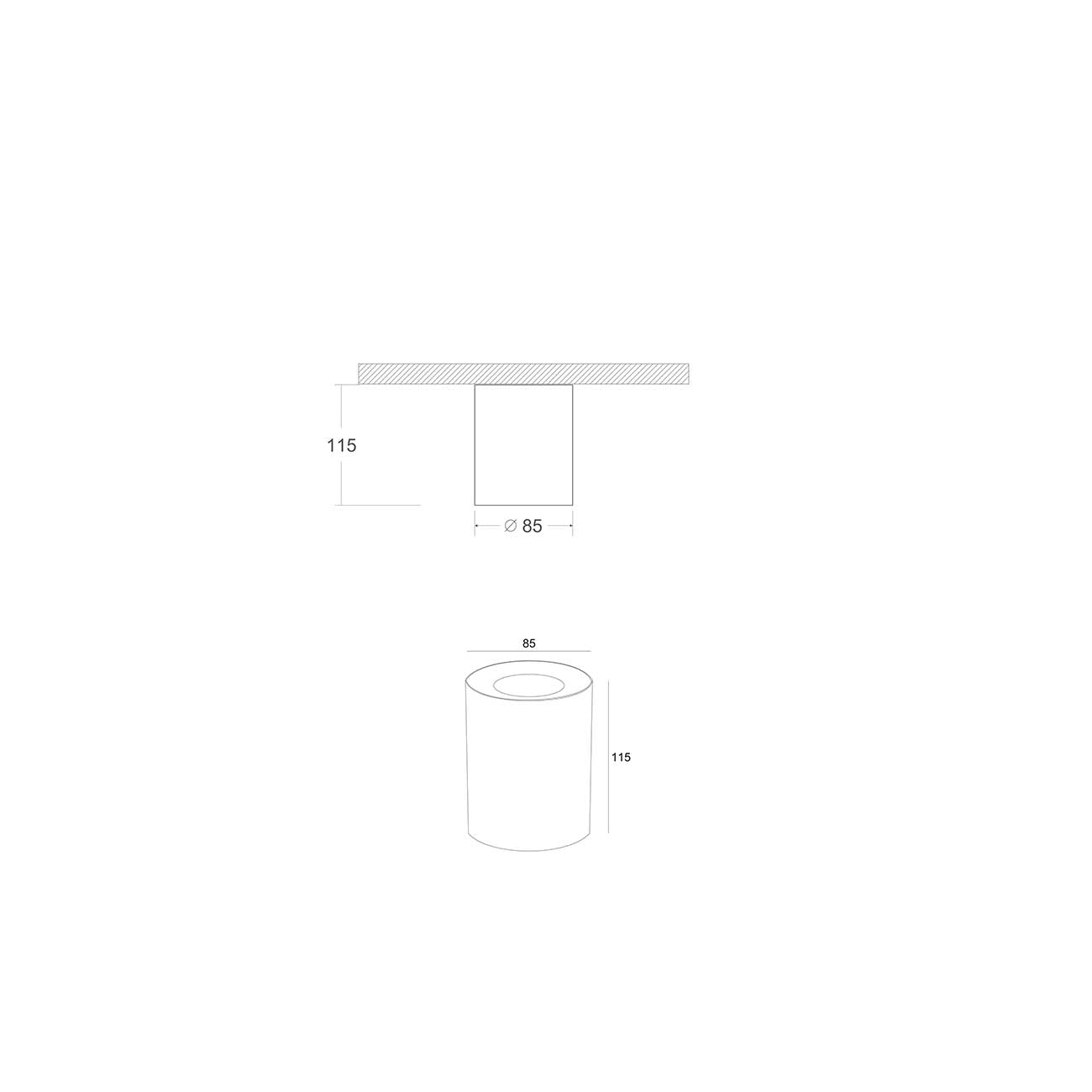 Lampada A Soffitto Slim Alluminio Nero 1 Gu10 Ip20