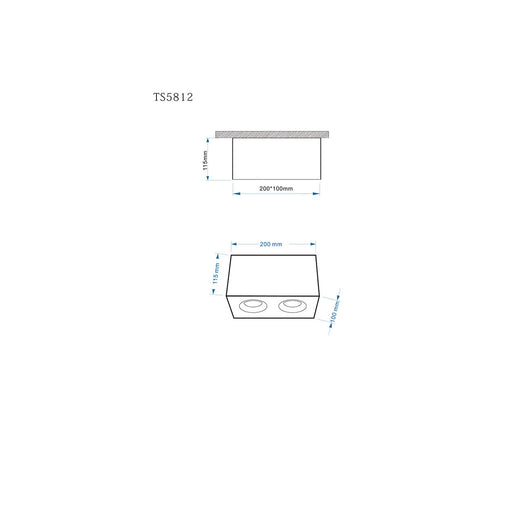 Lampada A Soffitto Slim Alluminio Nero 2 Gu10 Ip20 20Cm