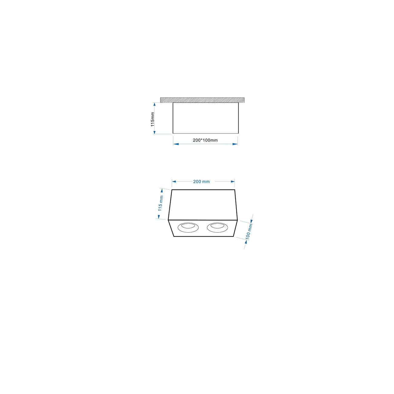 Lampada A Soffitto Slim Alluminio Bianco 2 Gu10 Ip20 20Cm