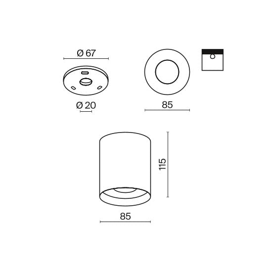 Lampada A Soffitto Slim Alluminio Nero 1 Gu10 Ip20 D8,5