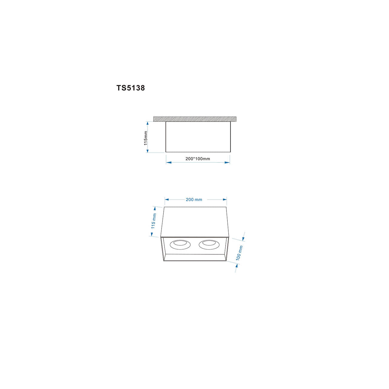 Lampada A Soffitto Slim Alluminio Nero 2 Gu10 Ip20