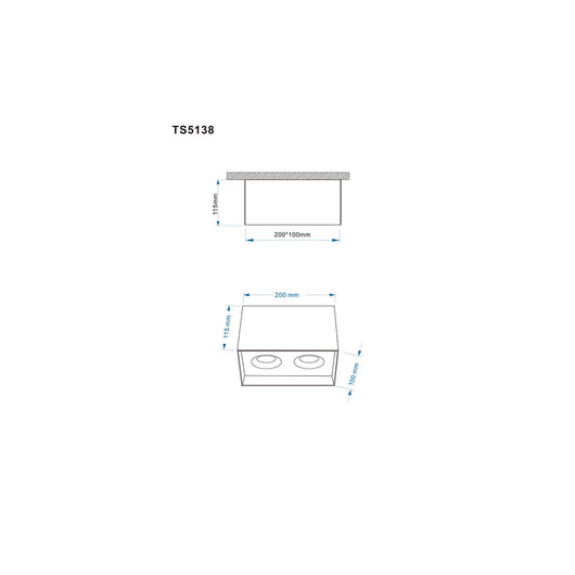 Lampada A Soffitto Slim Alluminio Nero 2 Gu10 Ip20