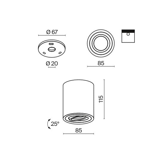 Lampada A Soffitto Atom Alluminio Nero 1 Gu10 Ip20