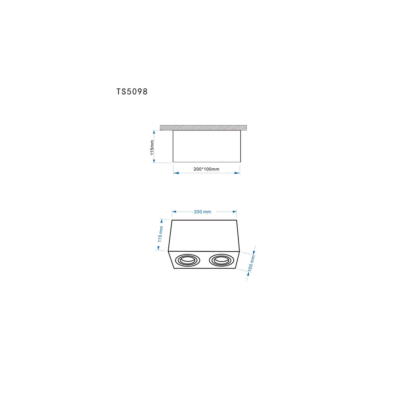 Lampada A Soffitto Atom Alluminio Nero 2 Gu10 Ip20