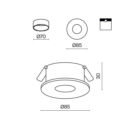 Lampada Incasso Slim Alluminio Nero 1 Gu10 Ip20 D8,5