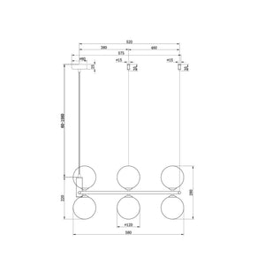 Lampadario Contemporaneo Ring Metallo Nero 6 Luci Diffusori Bianchi