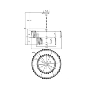 Lampadario Contemporaneo Puntes Metallo Cromo 12 Luci Diffusori