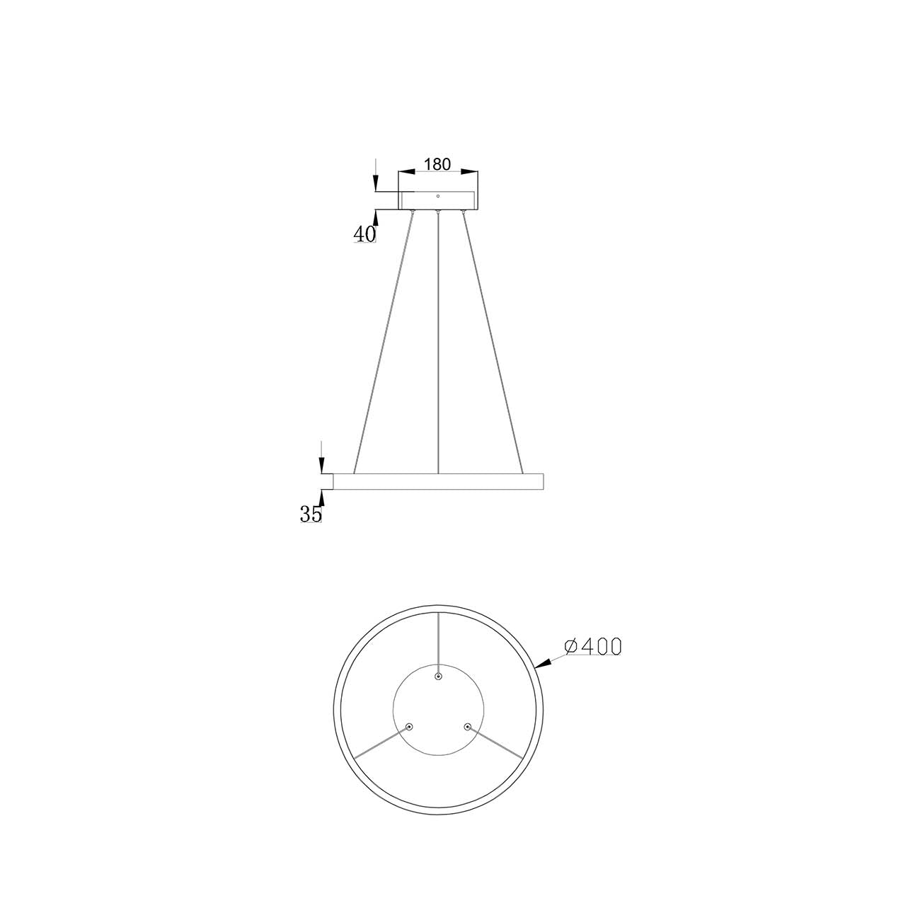 Lampadario A Sospensione Moderno Rim Alluminio Ottone Luce Led 25W