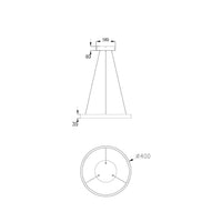 Lampadario A Sospensione Moderno Rim Alluminio Ottone Luce Led 25W