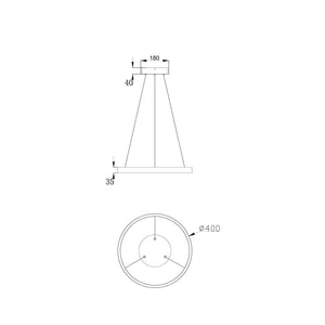 Lampadario A Sospensione Moderno Rim Alluminio Ottone Luce Led 25W
