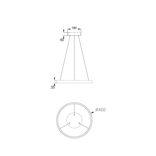Lampadario A Sospensione Moderno Rim Alluminio Ottone Luce Led 25W
